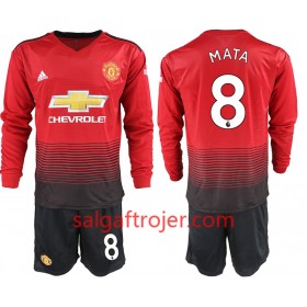 Manchester United Fodboldtrøjer MATA 8 Børn Hjemmebanesæt 2018/19 Langærmet